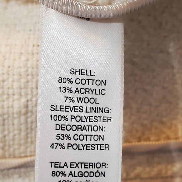 Chico’s Cream/Black Textured Open Front  longline Jacket Cotton Size 2/L - Picture 4 of 5